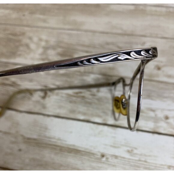 MCM Etched Silver Tone Cat Eye Eyeglass Frames 12K White GF USA 4-1/4-5-1/2 - Picture 3 of 15